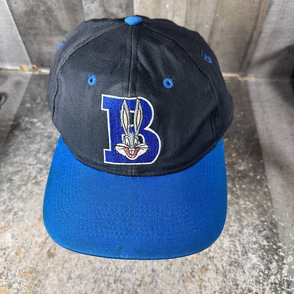 Vintage Bugs Bunny Looney Tunes Warner Bros 1993 Hat Blue and Black Snapback Cap